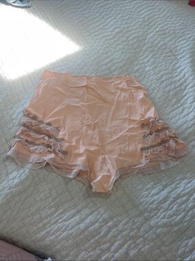 Peach Ruffle Trim Sleep Shorts - Women Intimates